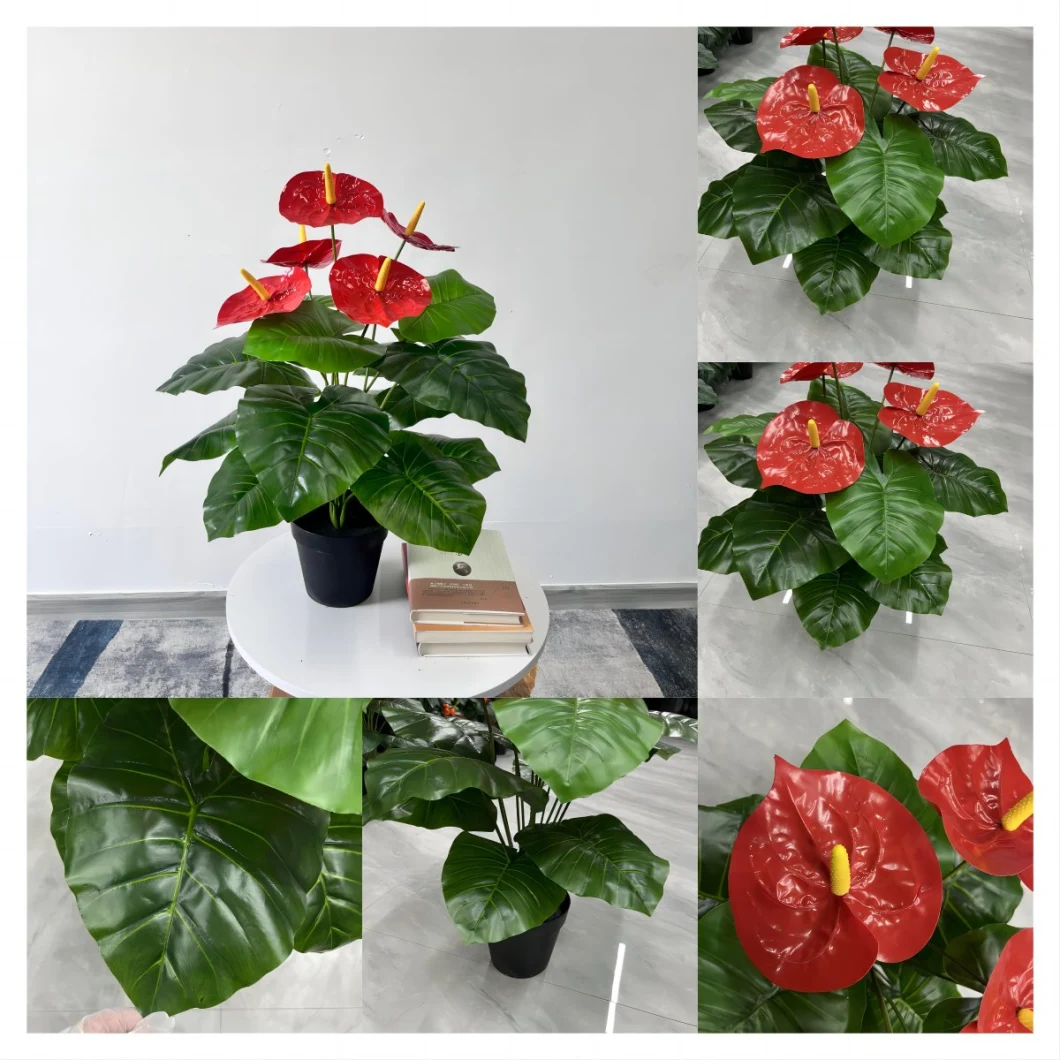 Home Decoration 18 Leaves Small Bonsai Can Be Customized, Artificial and Decorative Plant Tree Dripping Anthurium