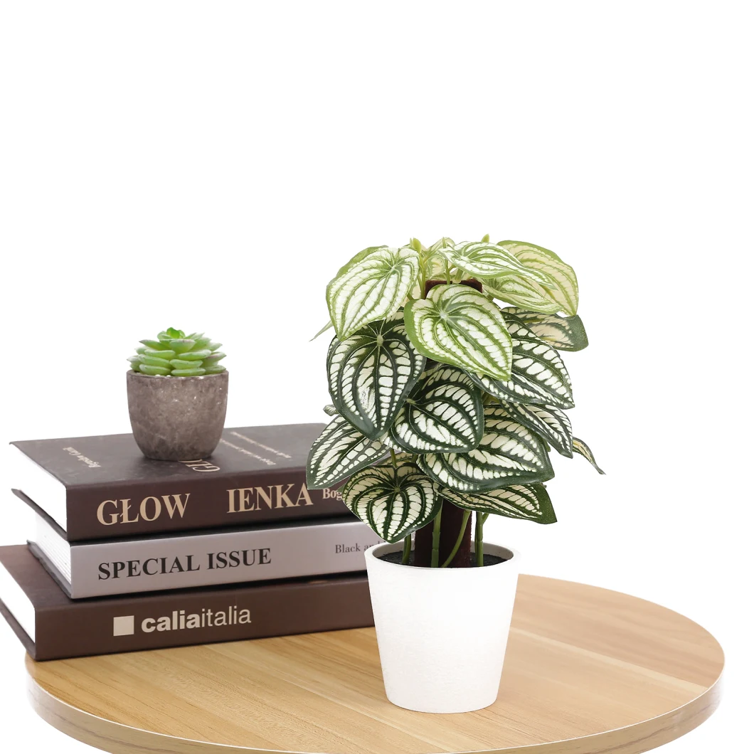 Wholesale Faux Plastic Tree 25cm Artificial Mini Potted Monstera Bonsai Plant