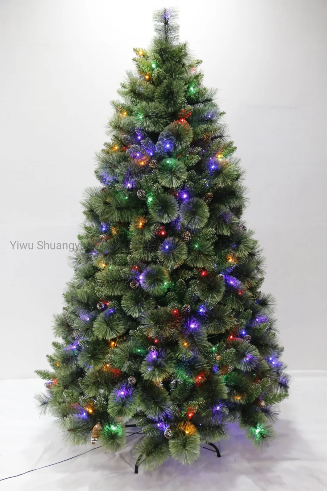 Wholesale Christmas LED Lighting PVC+PE Mixed Pre-Lit Green Artificial Christmas Tree