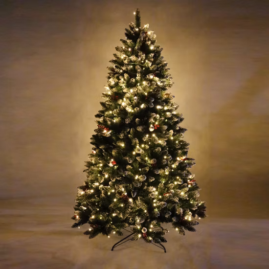 Venta al por mayor de iluminación LED de Navidad PVC + PE mixto árbol de Navidad artificial verde preiluminado