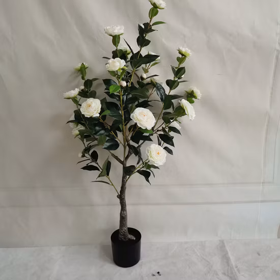 Planta de bonsái de flores artificiales vivas decorativas para jardín de árbol de plástico falso realista para interiores