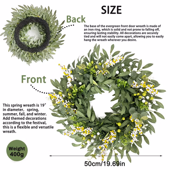 Decoración de flores de hojas artificiales de vid navideña