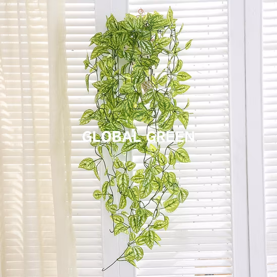 Plantas de hojas artificiales Ratán Hojas verdes artificiales Vid colgante
